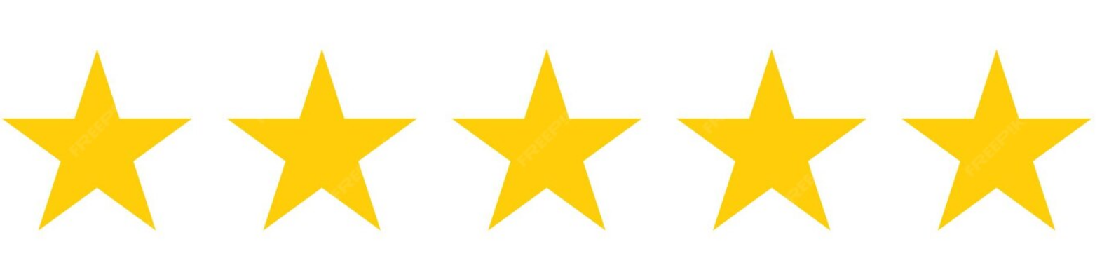 5 yellow stars representing customer satisfaction rating for the FlowMist filtered showerhead, offering purified water for better skin and hair care