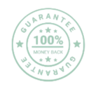 100% Money Back Guarantee seal for FlowMist™ filtered showerhead, ensuring customer satisfaction and confidence in the product.